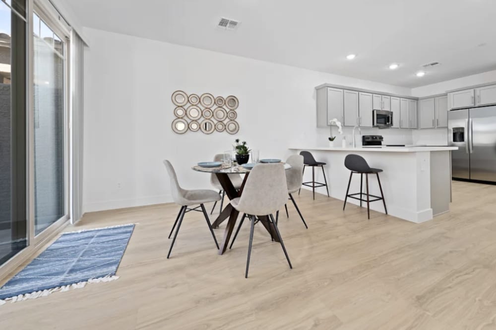 Modern bedroom with ceiling fan at Sierra Verde in Surprise, Arizona