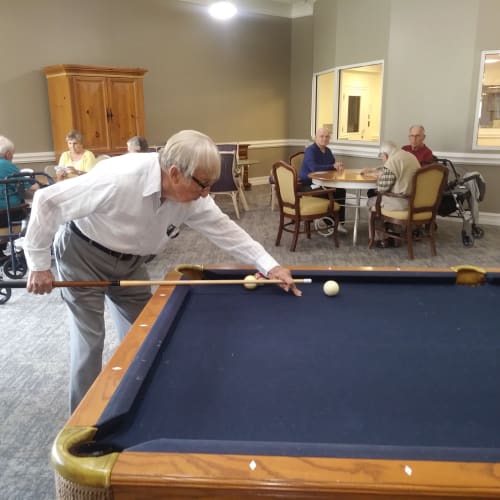 Game Room at Mathison Retirement Community in Panama City, Florida. 
