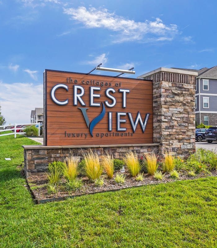 Front entrance to Cottages at Crestview in Wichita, Kansas