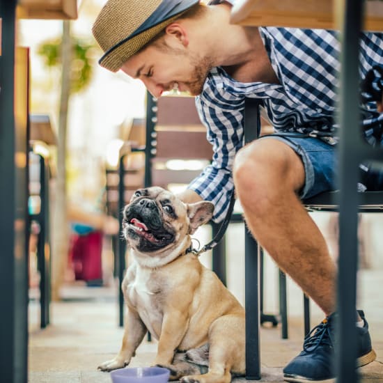 Resident hanging out with his pup at a restaurant near The Cordelia in Fort Walton Beach, Florida