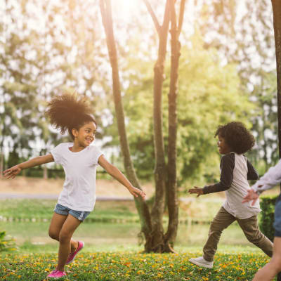 Children playing at a park near Hillside in Joint Base Lewis McChord, Washington