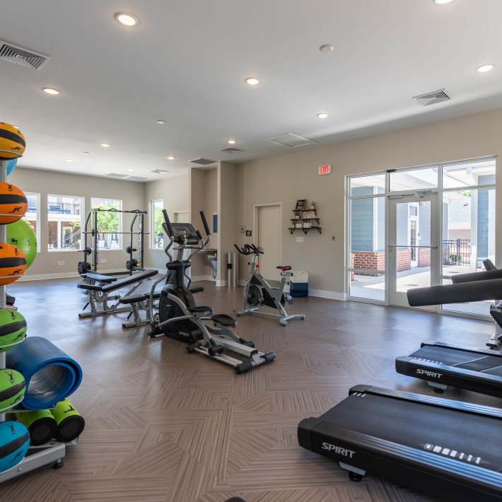 Well equipped fitness center at Pinnacle Apartments, Hampton, Virginia