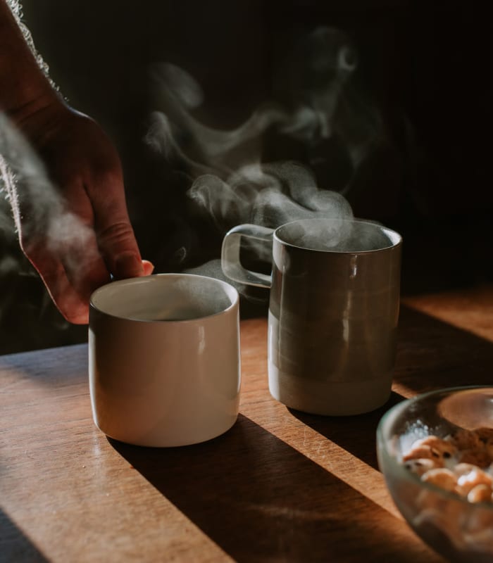 Steaming cups of coffee at Ridge at 66 in Yukon, Oklahoma