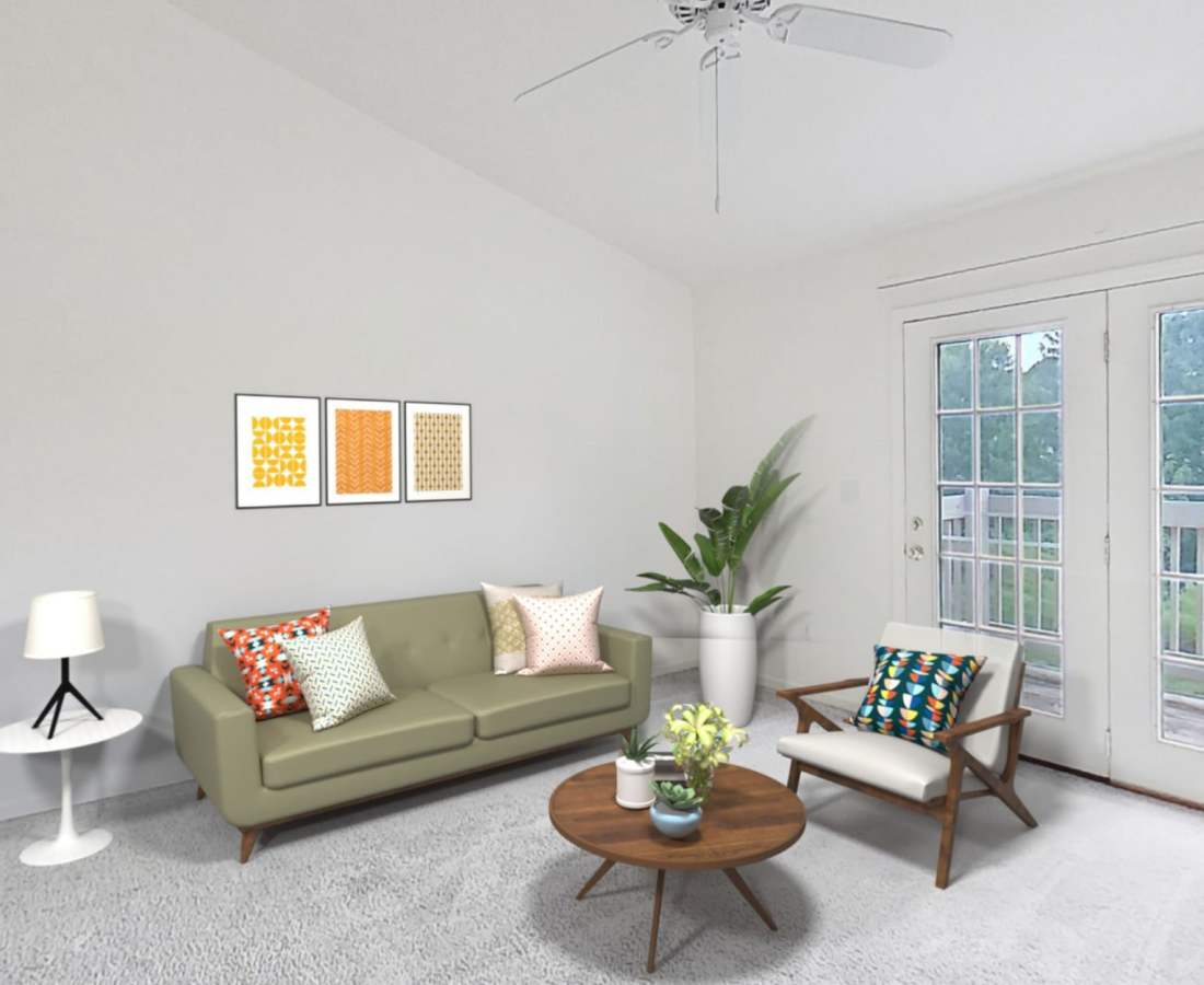 Modern decor in the dining area of an apartment at Gallery Place Apartments in Jackson, Michigan