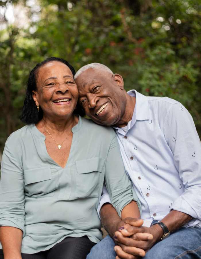 Senior couple outdoors at Clearwater at North Tustin in Santa Ana, California