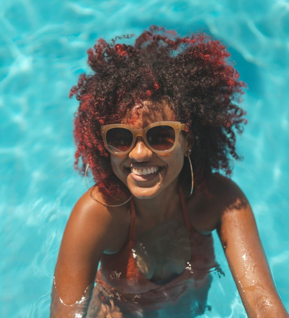 Student in the pool at Brookside Downtown in Columbia, Missouri