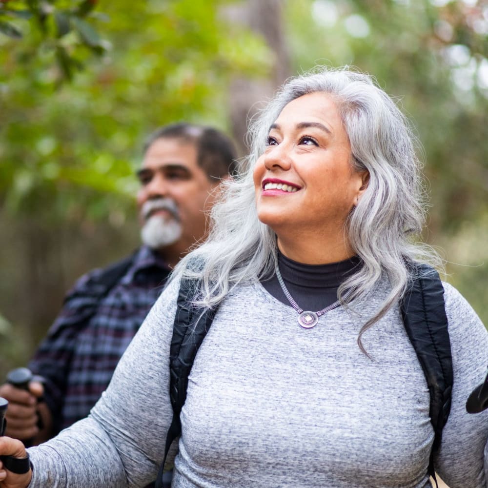 Resident couple on a hike near Coeur D'Alene Plaza in Spokane, Washington