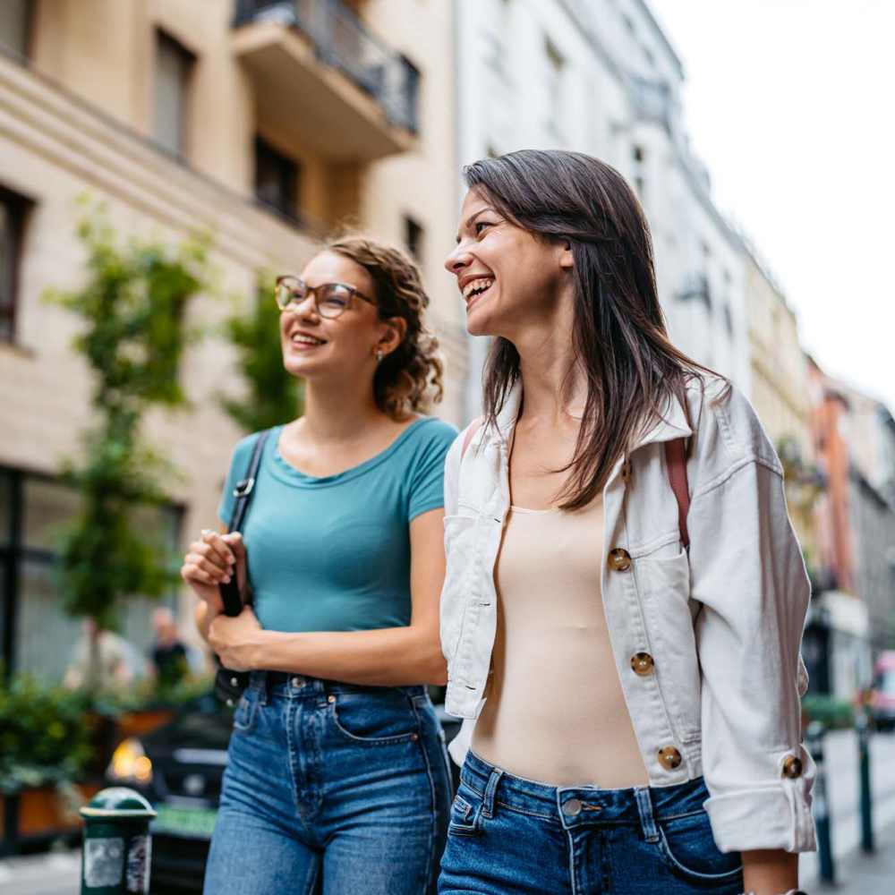 Resident exploring down the street at Plaza at Sherman Oaks in Sherman Oaks, California