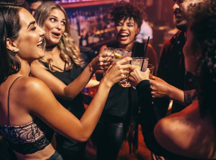 A group of residents having drinks in a pub near at Woodlake Close in Sacramento, California