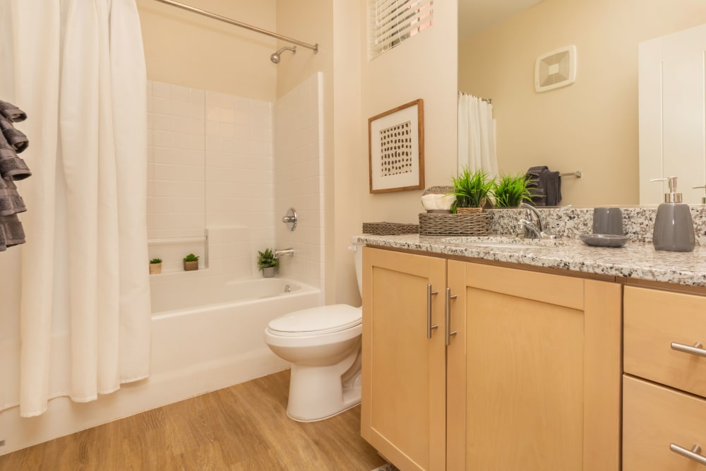 Large bathroom with a vanity at Mountain Trail in Flagstaff, Arizona