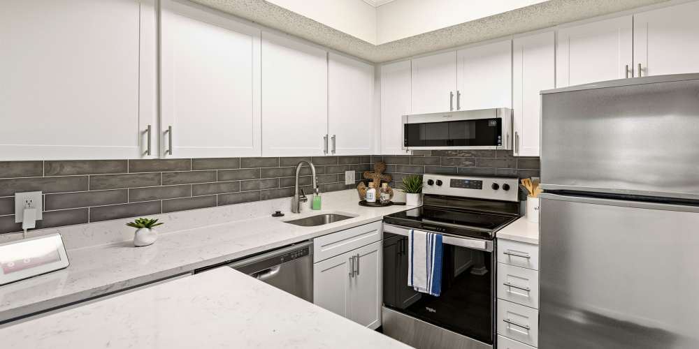 Apartment kitchen with spacious countertops at 4800 Westshore in Tampa, Florida