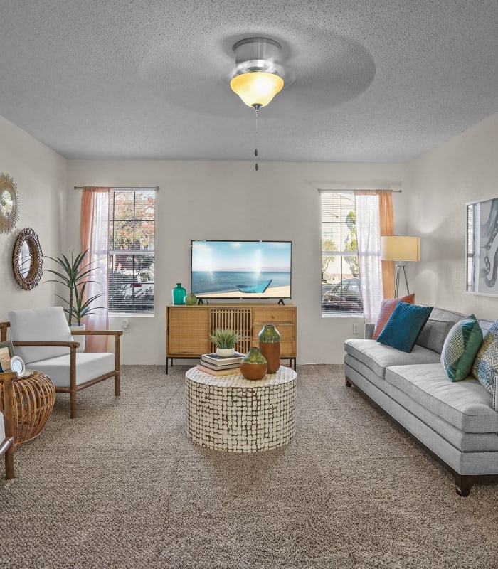 Living room at The Crest Apartments in El Paso, Texas