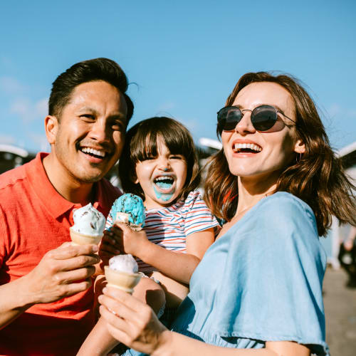 A family eating ice cream near Pecan Crescent in Chesapeake, Virginia