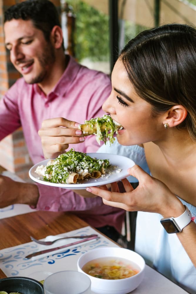 Residents enjoying a meal at a restaurant near Valley Terrace in Durham, North Carolina