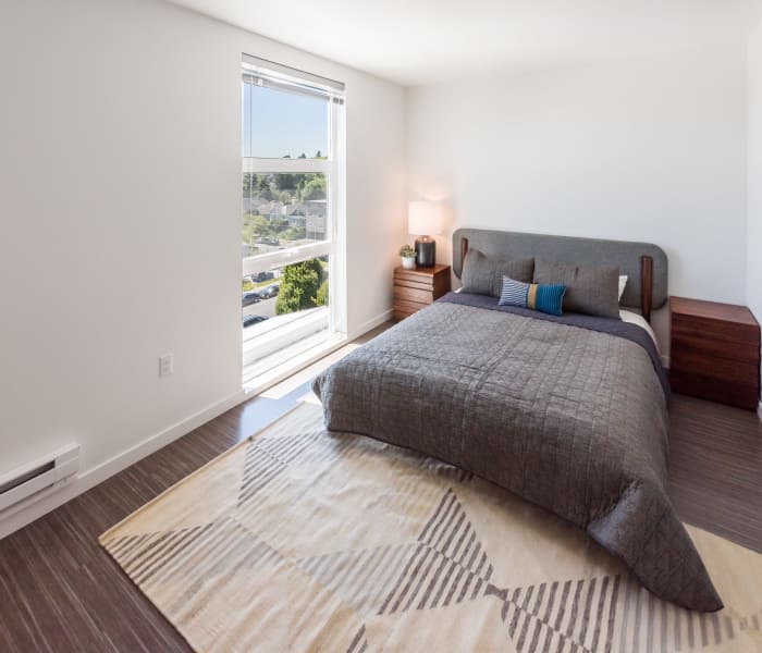 Large bedroom windows at Session Apartments in Seattle, WA