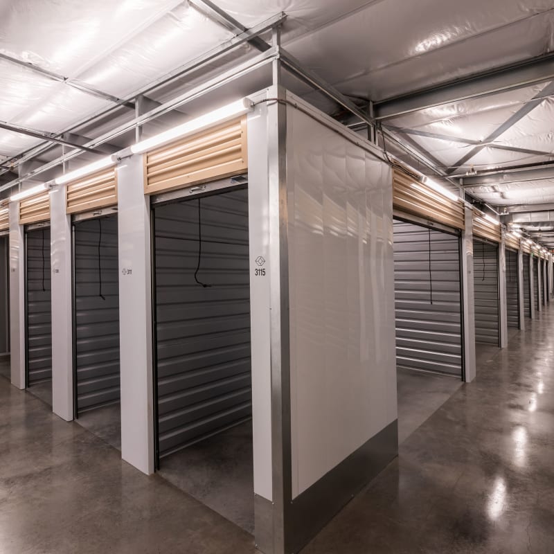 Indoor storage units in a variety of sizes at Cubes Self Storage in Cottonwood Heights, Utah