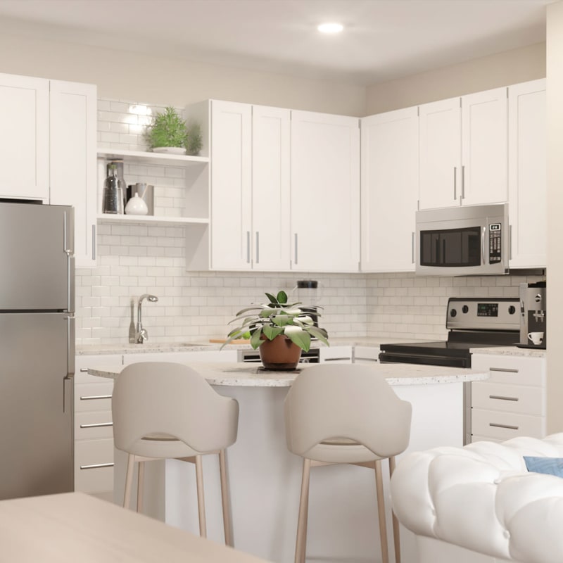 Rendering of modern kitchen at Acclaim at the Hill, Fredericksburg, Virginia