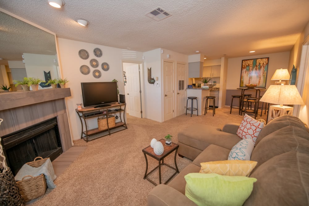 Beautiful living room at Polo Run Apartments in Tulsa, Oklahoma