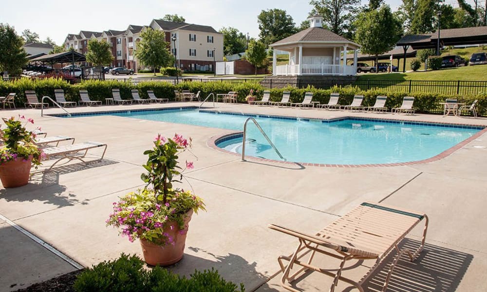 Resort-style pool at O'Fallon Lakes in O'Fallon, Missouri