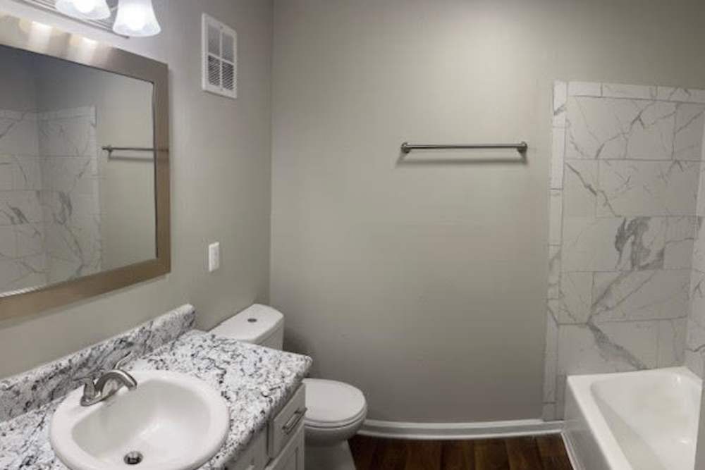 View of bathroom vanity at Patrician Terrace Apartment Homes in Jackson, Tennessee