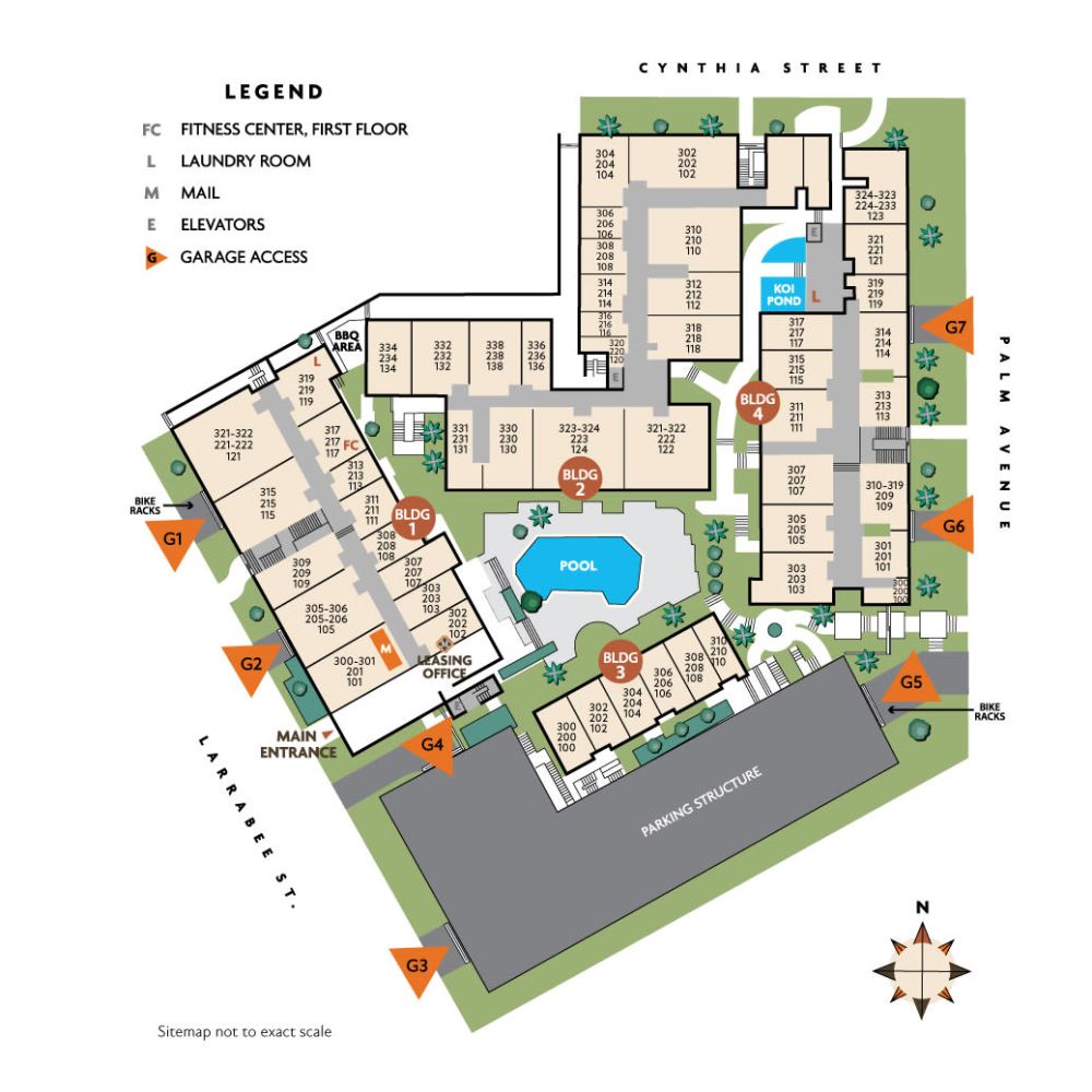 Overall community site plan for Mediterranean Village in West Hollywood, California