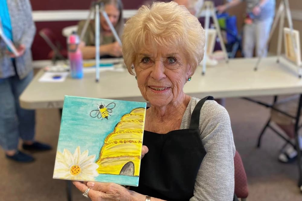 Painting class at at Lodi Commons Senior Living in Lodi, California