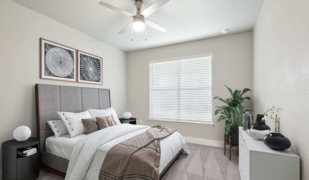 Bedroom with ceiling fan at Collier in Pflugerville, Texas  