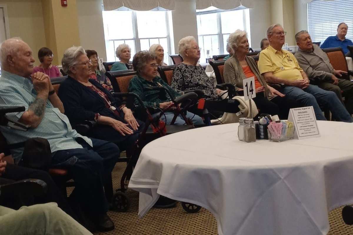 Residents watching a presentation Isle at Raider Ranch in Lubbock, Texas