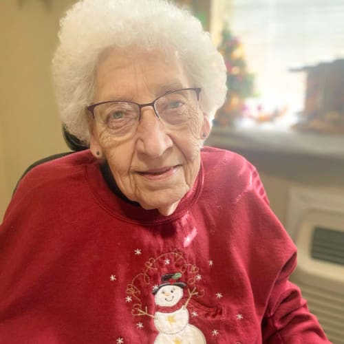 Resident smiling at Madison House in Norfolk, Nebraska