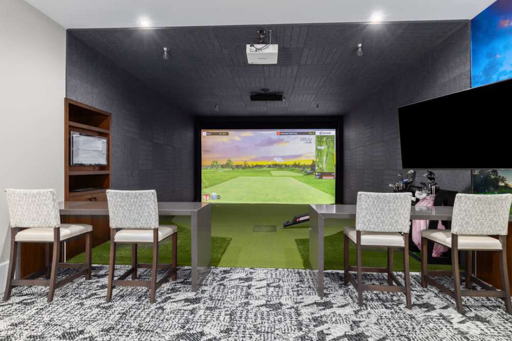 Golf simulator at Encore at West Valley in White Lake, Michigan