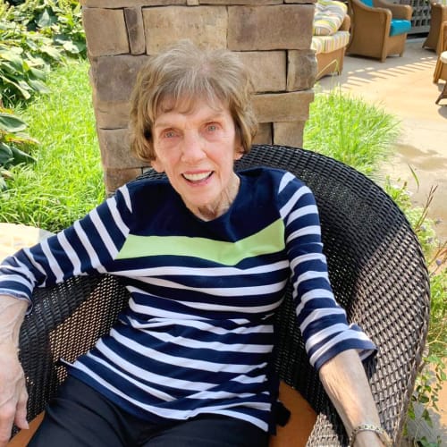 A resident outside at The Oxford Grand Assisted Living & Memory Care in Kansas City, Missouri