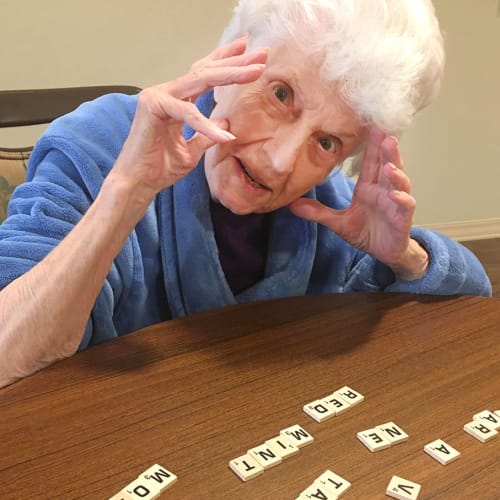 Happy resident at The Oxford Grand Assisted Living & Memory Care in Kansas City, Missouri