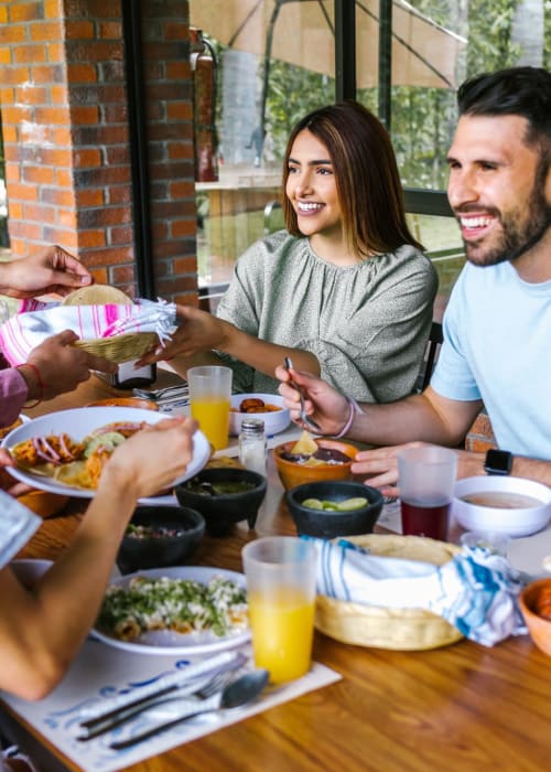 Residents dine at a restaurant near Marina Breeze in San Leandro, California