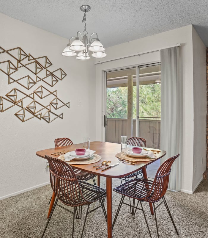 Dining area at The Chimneys Apartments in El Paso, Texas