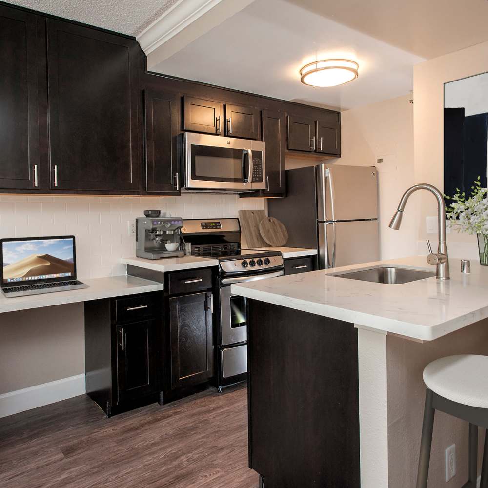 Renovated Kitchen at Tower 737 Condominium Rentals in San Francisco, California