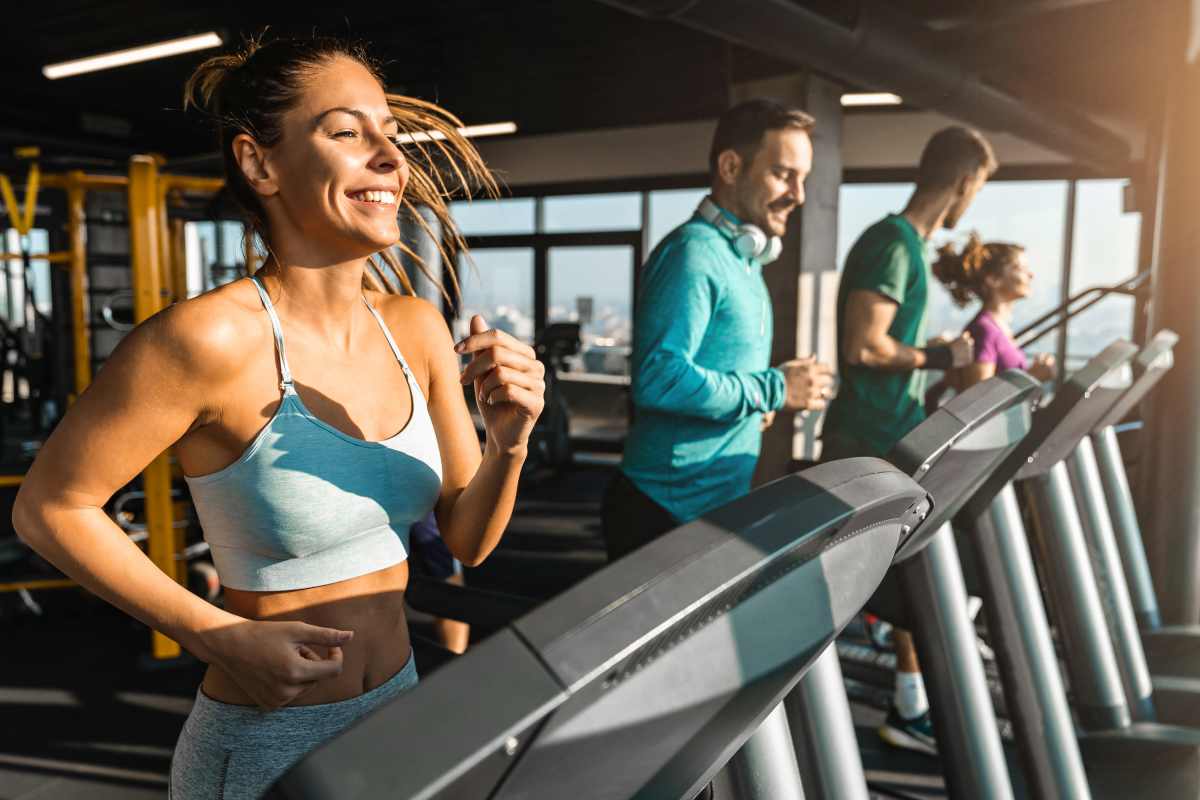 Woman in the fitness center at 313 RACE in Philadelphia, Pennsylvania