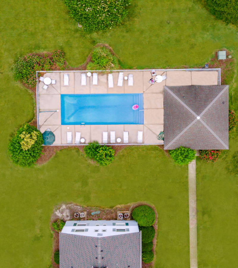 Aerial of the pool at Sterling Oaks in Norfolk, Virginia