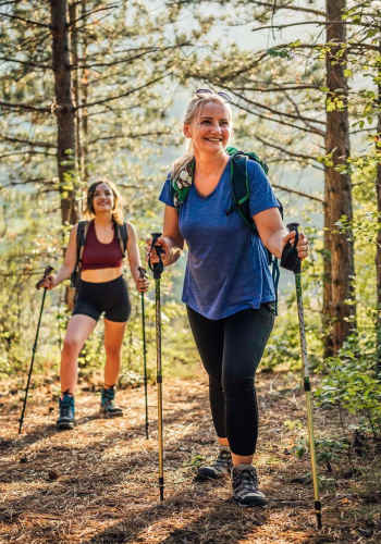 Residents trekking at a park near Springhouse Square in Charlotte, North Carolina