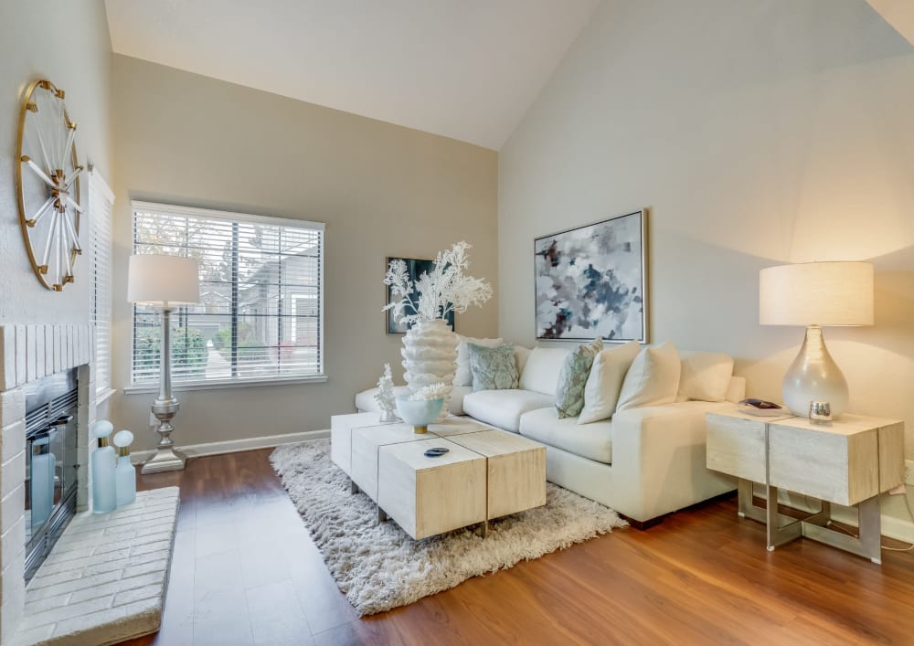 Living room at Woodstream Townhomes in Rocklin, California
