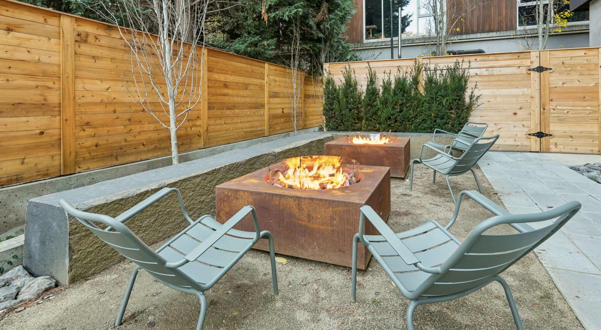 Engjoy the cozy fire pits and Zen Garden at Rothko Residences in Portland, Oregon