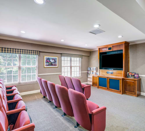 Private movie theater at Horizons at Franklin Lakes Apartment Homes in Franklin Lakes, New Jersey