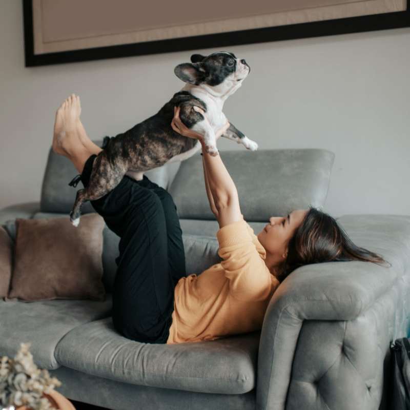 A resident holds her dog at Rockwood Park, North Chesterfield, Virginia