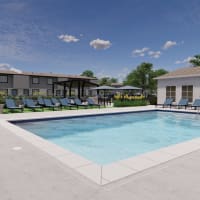 Exterior rendering of pool area at Westwood Village in Panama City, Florida