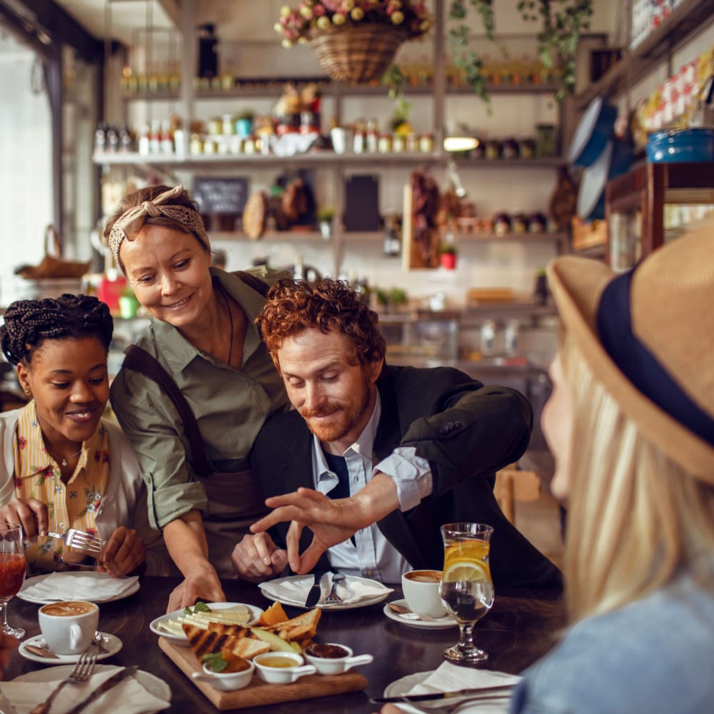 Delicious breakfast served up for a group of residents at their favorite eatery near Mission Rock at Sonoma in Sonoma, California