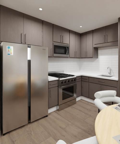 Modern kitchen at The Maxx and The Alexandra in Pittsburgh, Pennsylvania