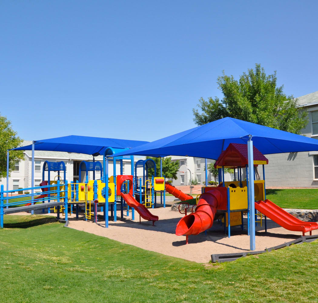 Covered playground at The Phoenix Apartments in El Paso, Texas