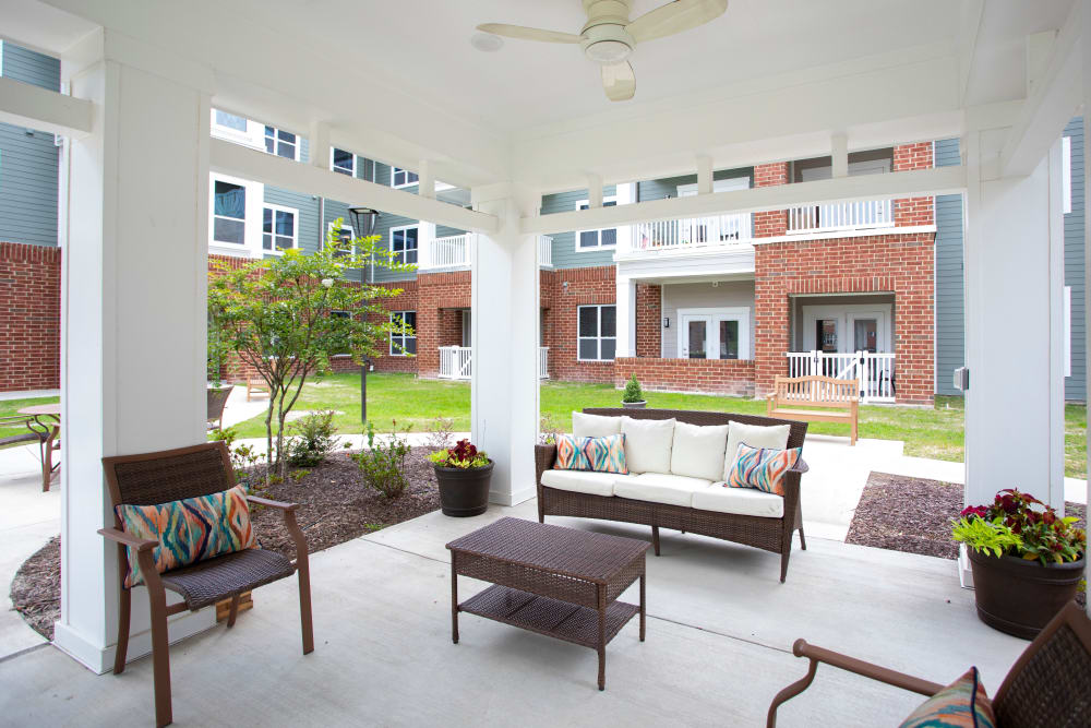 Outdoor seating at The Harmony Collection at Columbia in Columbia, South Carolina