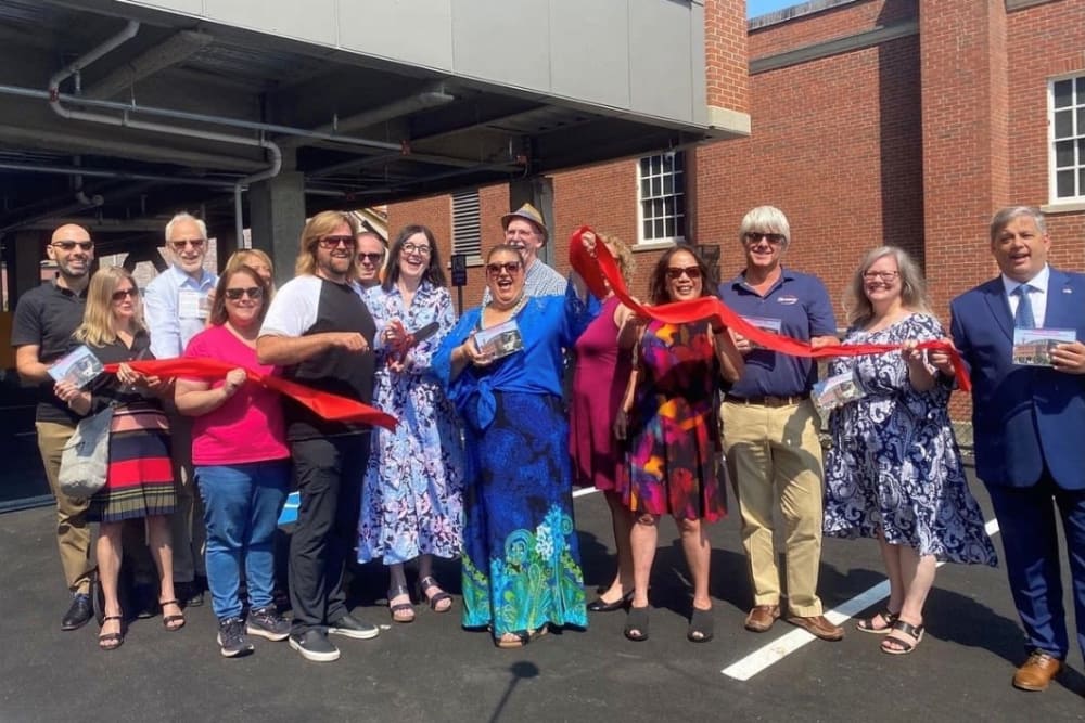 Ribbon cutting by employees at Peabody Companies in Braintree, Massachusetts