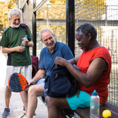 Resident playing tennis at Hilltop Senior in Irvington, New Jersey 