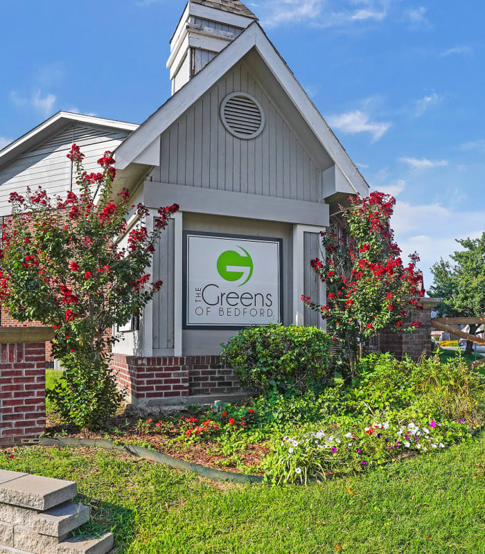 The Front entrance to The Greens of Bedford in Tulsa, Oklahoma